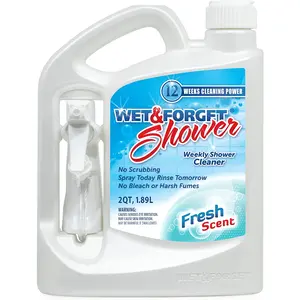 Wet & Forget Shower Cleaner Spray Multi-Surface Weekly Application Requires No Scrubbing, Bleach-Free Formula, Ready to Use, Fresh Scent, 3 Months of Cleaning, 64 Fluid Ounces, 1 Pack Wet & Forget