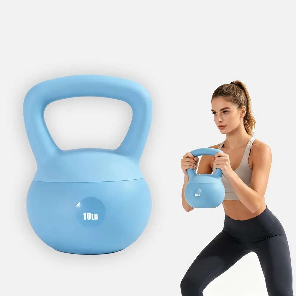 Non-Slip Shock Resistant Soft Kettlebell Set for Home Workout, 10/15/20LB Vinyl Safe Weight for Ladies Muscle Training