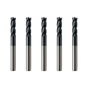 LU&MN Carbide Square End Mill - 4 Flute 3/16"-4T for Milling Alloy Steels, Hardened Steel, Metal & More - 5 Piece Set for DIYers & Professionals Cutting Tool Machining Material Compatibility Chip Evacuation
