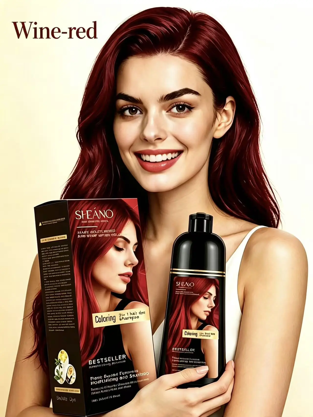 2026 Hair Color Trends: SHEANO Burgundy 3-in-1 Color-Protecting Shampoo  | Gray Coverage | Nourishing and Long-Lasting Color