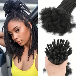 Hot Wholesale 60 Str Human Hair Dreadlock Extensions, 0.16inch Thick, Full Handmade Permanent Loc Extensions, Can Be Dyed and Bleached, for Women and Men, with Crochet Hooks, Pointed-Tail Combs, Hair Bands and Hair Extensions