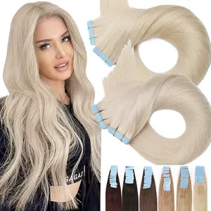 20pcs Tape in Hair Extensions 100% Real Remy Human Hair Extension Tape on Skin Weft 12-24inch Black Brown Blonde Ombre Balayage 50gramm Performance Cosplay Party Straight Hairpiece Hairpieces