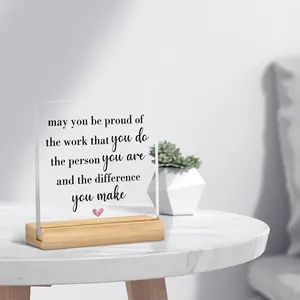 Acrylic Desktop Ornament, Modern Simple Letter Pattern Decorative Plaque, Home Decor for Living Room Bedroom Office, Birthday Gift for Women and Men, Signs