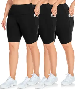 Women's Plus Size High-Waisted Biker Shorts with Pockets - 3-Pack Sporty Sports Shorts for Workout, Outdoor Activities,summerwins