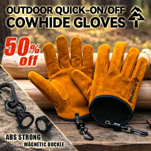 Leather Imitation Heat Resistant Gloves, Anti-Slip Grip, High Temperature Insulation, Breathable Outdoor Work Gloves, Protective Work Gloves, Camping Essentials