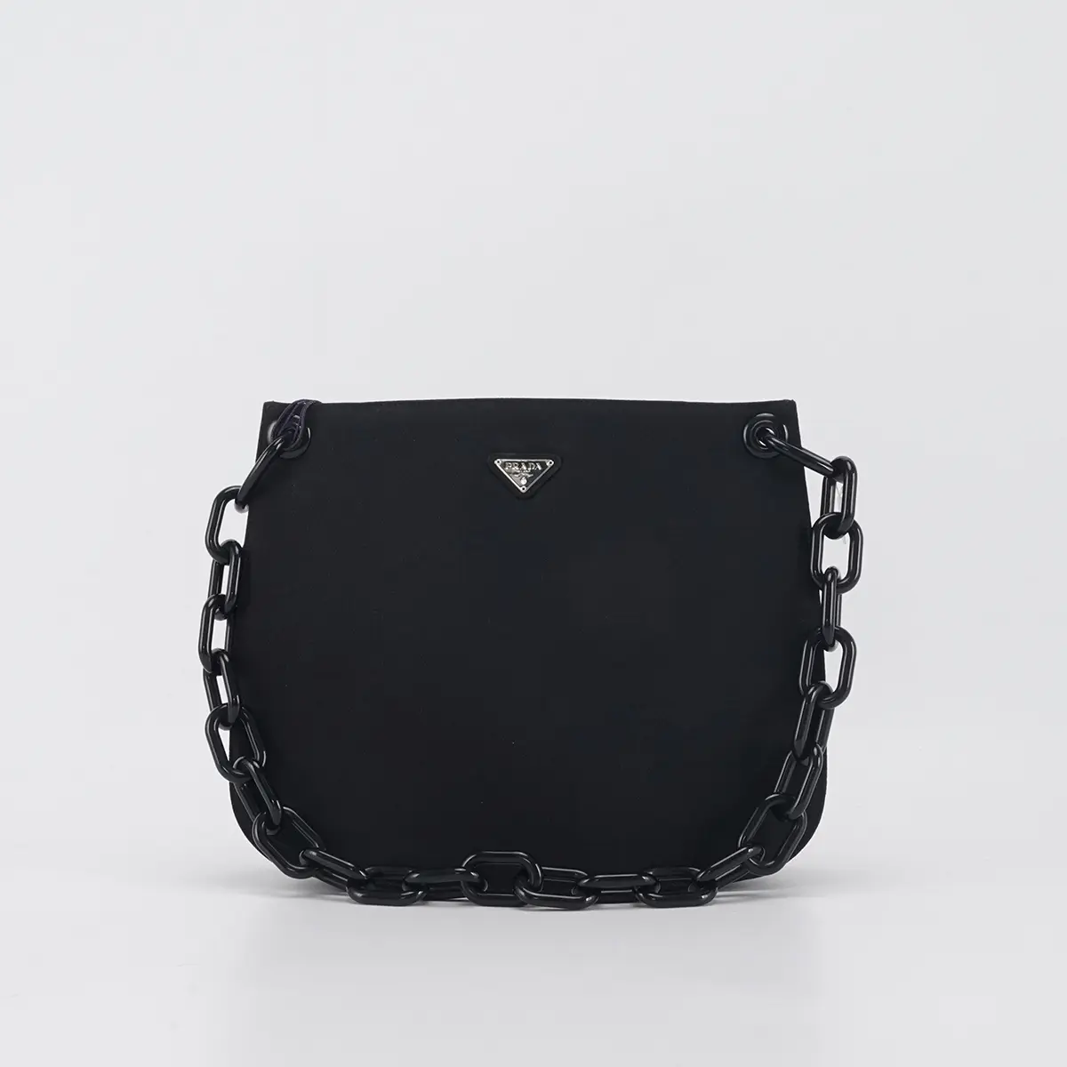 Pre-owned PRADA Canvas Crossbody Bags Triangle Logo Plastic Chain Semi Shoulder Bag BGP202912