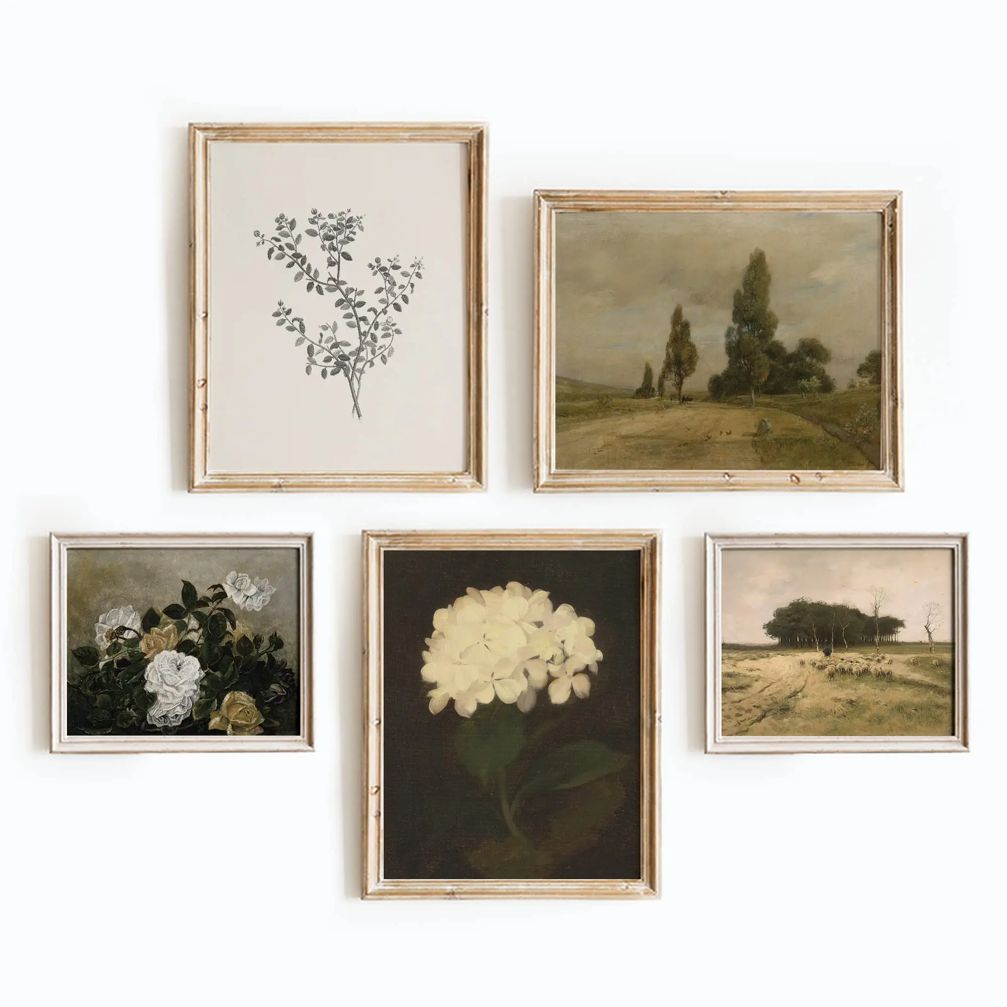 Set 5 French Country Decor Gallery Wall Art - Landscape Wall Art, Vintage Wall Art, French Country Artwork, French Country Wall Decor, Cottagecore Wall Decor, Vintage Farmhouse Moody Decor(UNFRAMED)