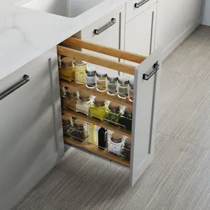 Dowell Base Pullout Spice Organizer with Adjustable Shelves for Base Kitchen Cabinet - 5" Base, 8" Base, 10" Base, Bottom Mounted, Soft Close Slides -4004 Series