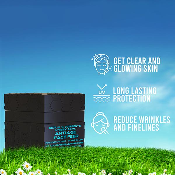 Serum X - Y Chromosome AntiAge Face Feed | Anti-aging Reduce Wrinkles, Lighten Age Spots, Lift Sagging Skin, Reduce Acne, Hydrating Dry Skin Sensitive Skin  Alcohol Free Cream Skincare Nourishing Smoother Skin Repair