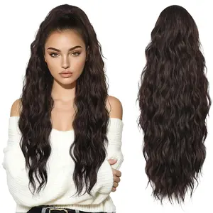 26 inch Drawstring Ponytail Extension Curly Long Wavy Synthetic Hairpiece for Women Daily Use Easy Application & Removal