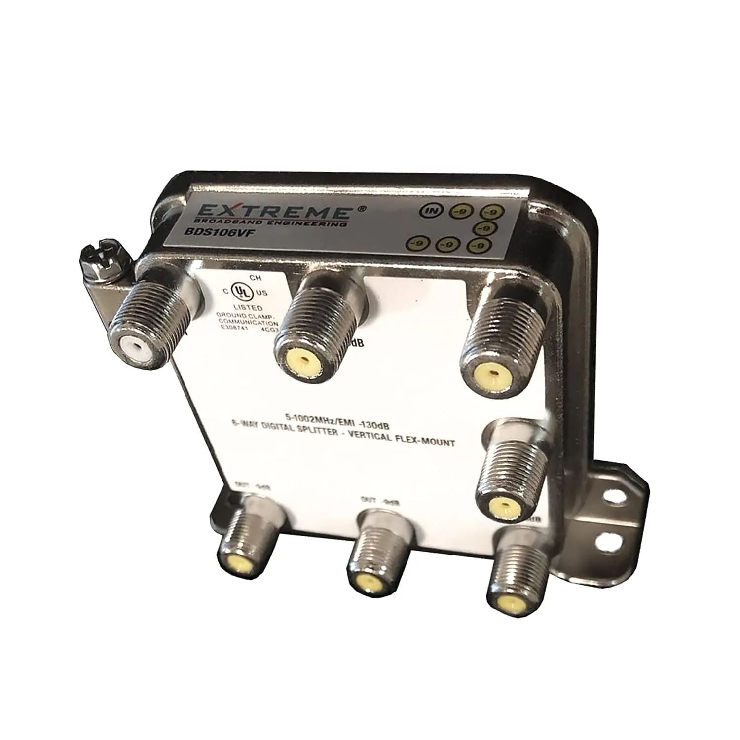 Extreme Broadband BDS106VF 6-Way Digital Coaxial Splitter - Vertical Mount RG6 Splitter