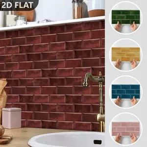 16pcs Brick Wall Stickers, Peel and Stick, Waterproof Oilproof, Easy Install, No Residue, Home Decor, Flat Shape, Universal Use