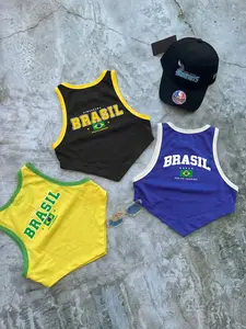 Spring Summer Women's Fashion American Vintage Campus Three-Piece Vest Top Set, Suitable for Cheerleading, Outdoor Sports, Shopping