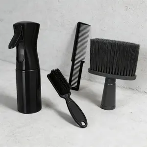 4-Piece Hair Styling Tool Set, Includes 200ML Spray Bottle, Styling Comb, Oil Brush, Clipper Brush, Professional Barber Tools for Salons