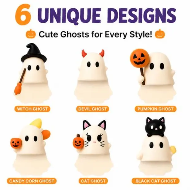 Halloween Phone Decorations Cute Ghost Mini Figures Peel And Stick Smartphone Accessories For Party Decor Gift