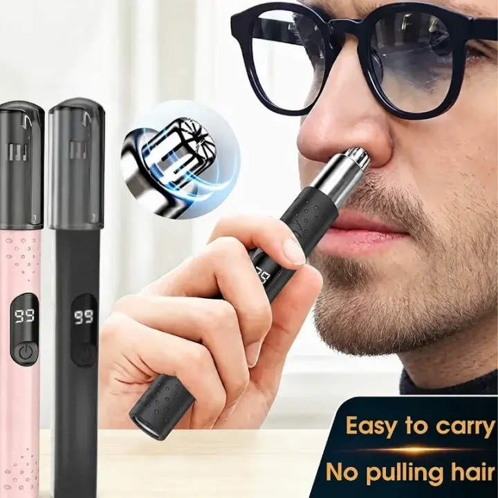 Portable Electric Nose Hair Trimmer - USB Rechargeable Personal Grooming Tool with Stainless Steel Cutting Head, Gentle Precision Trimming, Compact Stylish Design, Suitable for Nose, Ear & Eyebrow Hair Removal, Easy to Carry for Travel & Daily Use