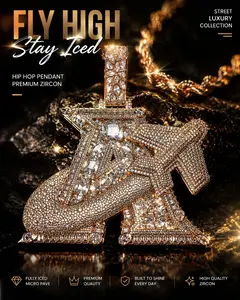 5389 Luxury Hip Hop Bling Chain Pendant Rose Gold Streetwear Jewelry