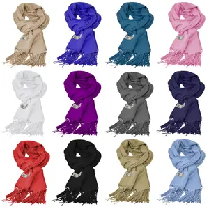 Unisex Plain Solid Winter Scarf Cashmere Feel Oversized Soft Shawl Wrap