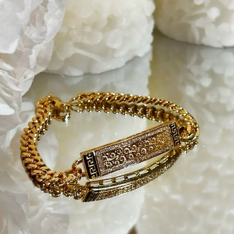 Sara Gold Plated Bracelet - Elegant Design with Gold Finish and Unique Patterned Detailing