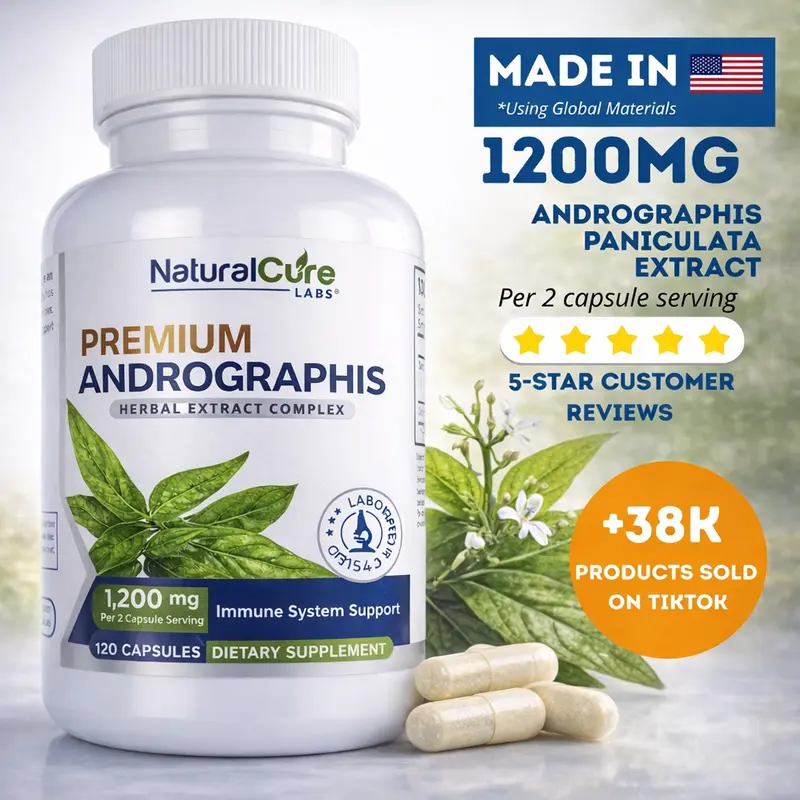 Andrographis Extract – Ancient Herb for Immune Support. 1,200 mg per serving. Standardized Andrographolides. Vegan & Non-GMO, 120 Capsules