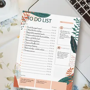 B5 To-Do List Notepad, 52 Tear-Off Pages Priority Planner, Notes Section & Postponed Tasks Area, Plant Theme Desk Journal