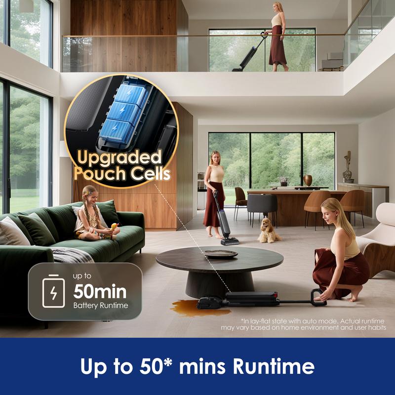 Tineco Floor One S7 Artist Wet Dry Vacuum Cleaner, 22kPa Suction, iLoop Smart Sensor, DualBlock Anti-Tangle Design, 185℉ Flashdry, 50 Min Runtime, Dual-Edge Cleaning, 180° Lay-Flat