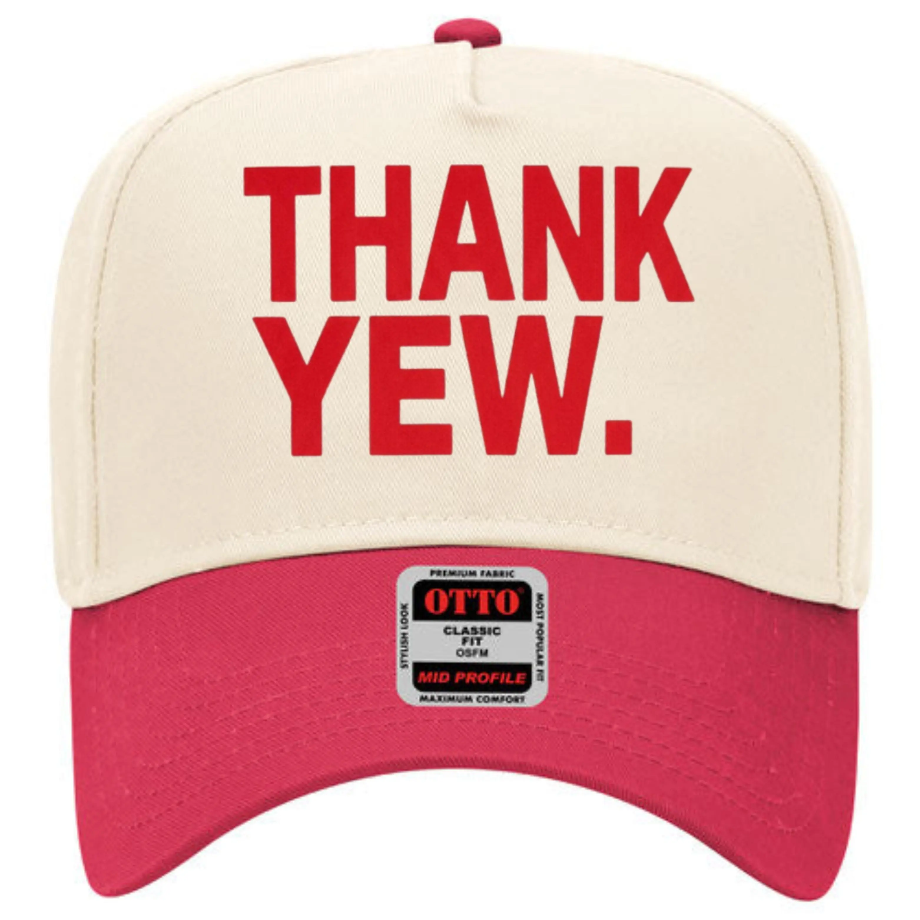 "THANK YEW" Graphic Trucker Hat - Retro Mesh Back Snapback Cap for Men & Women - Streetwear Aesthetic White Baseball Hat