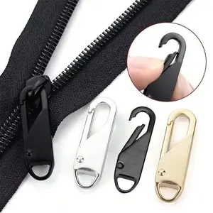 Zipper Pull Replacement, 5 Counts Detachable Zipper Head, Reusable Zipper Pull for Travel Bags, Clothing, Backpacks, Boots, Wallets, Reusable Durable Zipper, Adjustable Zipper, Secure Zipper Closure, Clips, Zipper Hook, Removable Durable Metal Zippers
