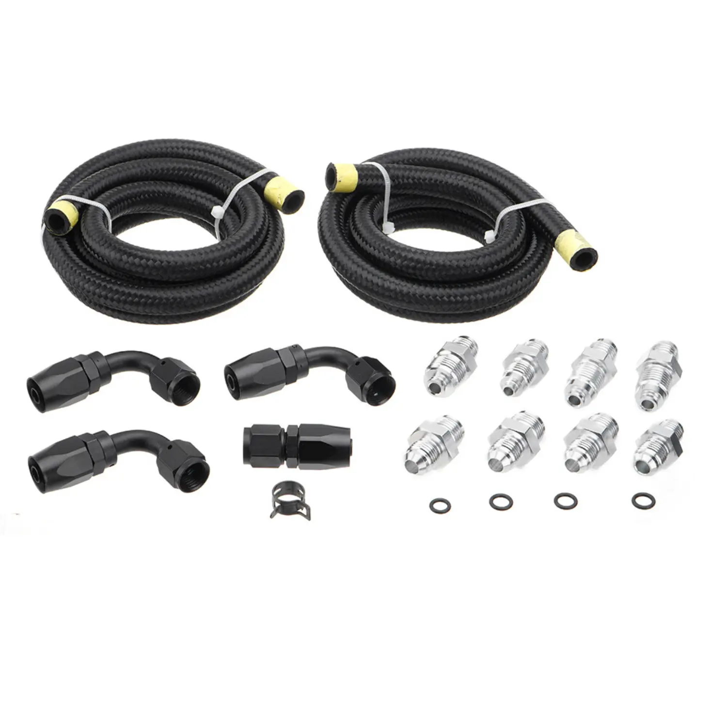 LS Swap Power Steering Pump Hose Kit with Pressure-Return Line, Universal Aluminum Adapter Fittings, Hose Ends for LS1, LS3 Engines - Easy Installation, High Reliability