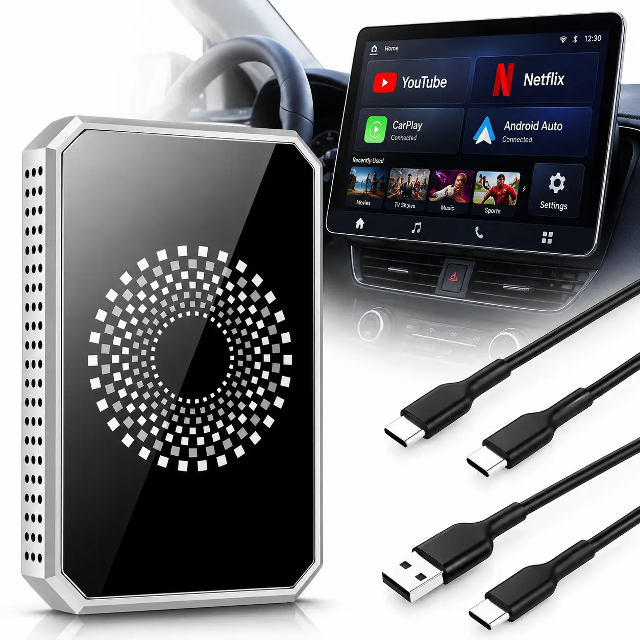 Wireless CarPlay Adapter Android 13 AI Box for Wired CarPlay Cars, CarPlay to Android Auto Box with 4K HDMI, 5G WiFi, Bluetooth 5.0, Plug & Play