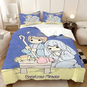 3pc,Precious Moments- Head three-piece set, elegant printing including quilt cover double pillowcase, Christmas and New Year gifts, dormitory homestay soft clothing, film and television fans, animation fans collection gifts.