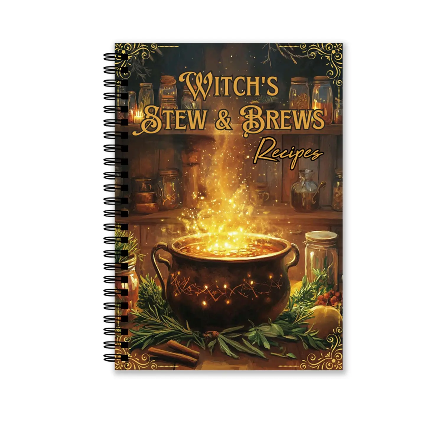 Magic Pot Recipe Binder, 60 Pages A5 Thick Paper, Witch Kitchen Spells, Herbal Potion Recipes, Perfect Gift for Women and Witches, Halloween