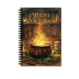 Magic Pot Recipe Binder, 60 Pages A5 Thick Paper, Witch Kitchen Spells, Herbal Potion Recipes, Perfect Gift for Women and Witches, Halloween