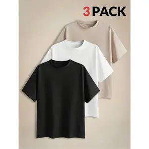 [Tang Yunshu Selection] Men's Short-Sleeve T-Shirt - Pack of Round-Neck Loose-Fit Short-Sleeve T-Shirts, Breathable and Skin-Friendly Special Material, Oversized Fit, Unrestricted Movement, Sweat-Absorbent and Non-Stuffy, Suitable for Daily Outings / Home