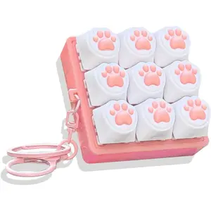 Sound Keyboard Fidget Toy,Fidget Keyboard for Stress Relief, Sound Keyboard Fidget Clicker for Office, School, Travel, Anxiety Keyboard Keychain Gift (Pink Cat's paw)