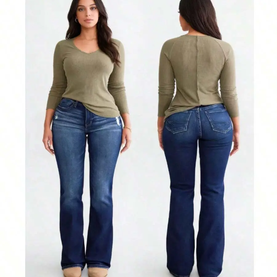 Women's Legendary Mid Rise Flare Jean High Waisted Bell Bottom Jeans For Women Flare Jeans For Women Stretch Wide Leg Flare Jean Bell Bottom Jeans