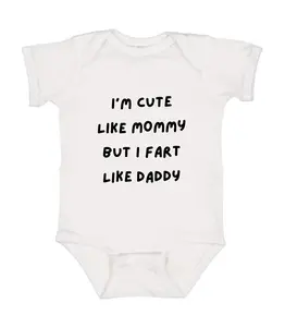 I'm Cute Like Mommy But I Fart Like Daddy Onesie, Funny Baby Bodysuit, Pregnancy Announcement Gift, Cotton Baby Clothes, Funny Bodysuit