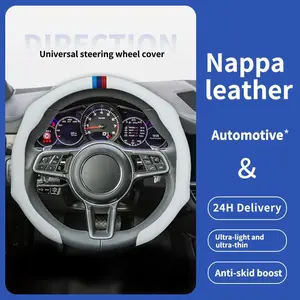 EliteGrip M Napa Leather 5D Universal Steering Wheel Cover Quick Install Non Slip Breathable Ultra Thin Fit for Car Accessories All Seasons Automotive Accessory GMC Honda Toyota and More