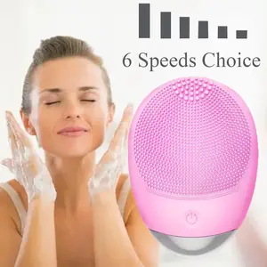 7000 Times/min High Frequency Vibration Silicone Cleanser Brush USB Charge Waterproof Silicone Cleansing Device for Men and Women Blackhead Remover Face Roller Pore Removal Vibrationmachines Electric Facial