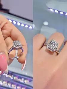 1 PC Gorgeous Cubic Zirconia Solitaire Ring For Women For Wedding Engagement Party Jewelry Valentine's Day Gift