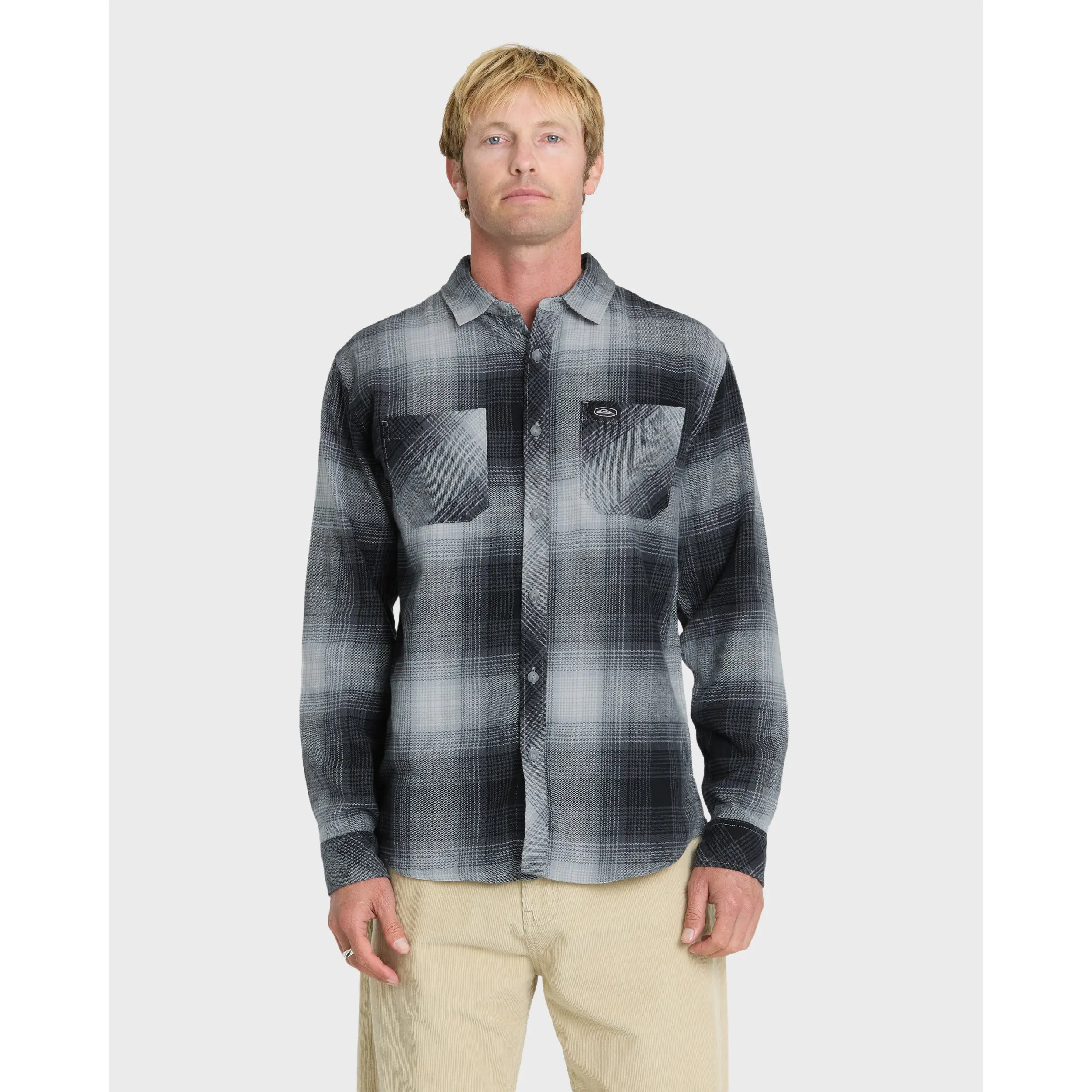 Quiksilver | Avalon Long Sleeve Flannel Shirt | Men's 100% Cotton Breathable Cargo Pocket Button Front | Casual Beach And Everyday Wear