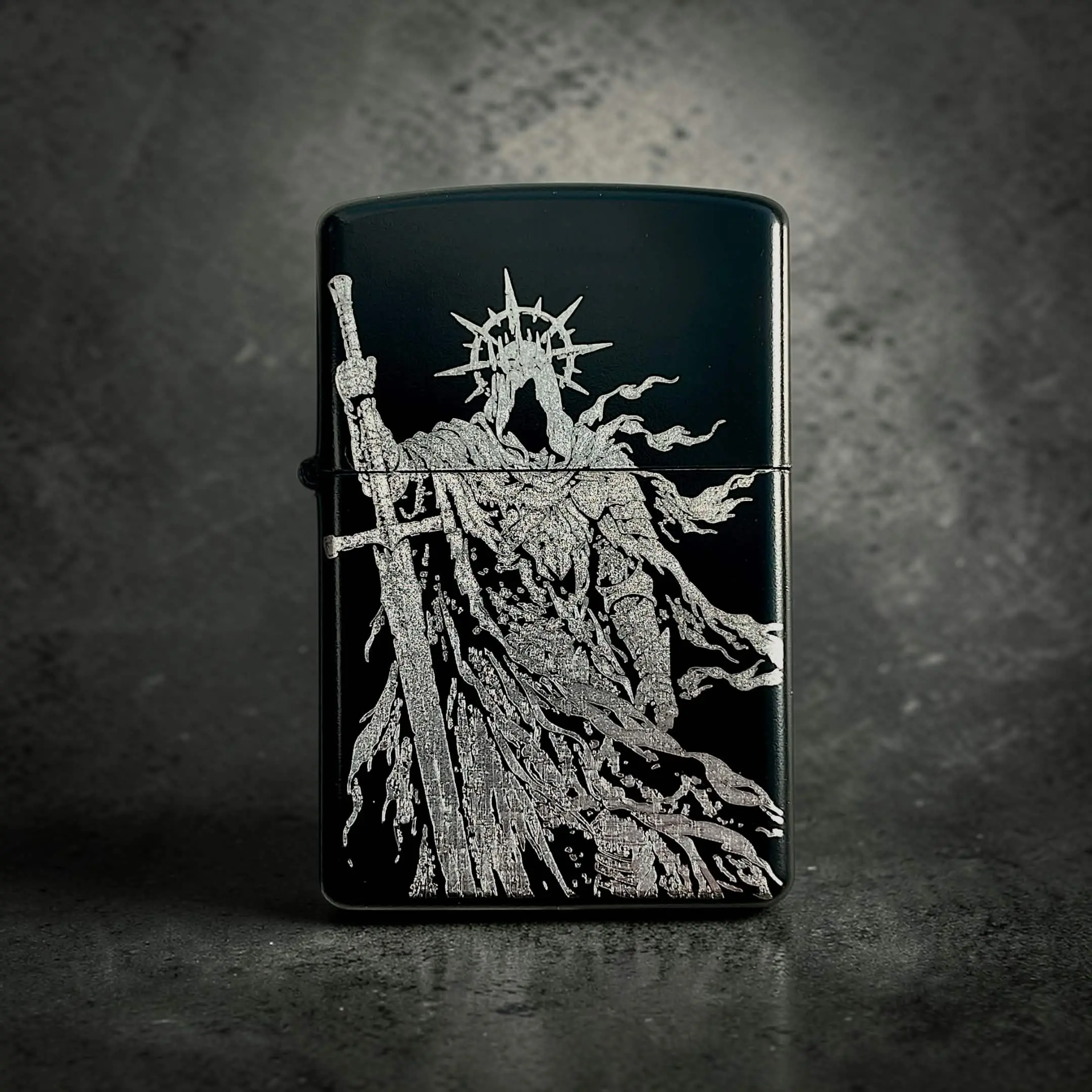 Holy Knight Refillable Flip Lighter (No Oil) - Full Metal - Windproof - Durable