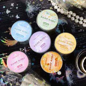 Rainy Night Series Tape Roll 200cm, Handmade Decorative Adhesive Tape DIY Scrapbook Card Frame Photo Album Creative Stationery Scrapbook Materials