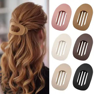 6Pack Flat Hair Clips No-Crease for Women Girls, Strong Hold Matte/Marble Claw Clips for Thick Thin Hair, Lay Flat Hair Claws Trendy Styling Accessories