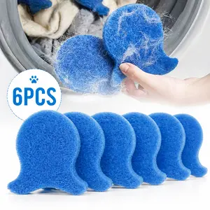 6PCS Reusable Pet Hair Remover Laundry Discs, Dog & Cat Fur Lint Catcher for Washer & Dryer, Effective Cleaning Accessory for Clothes & Bedding