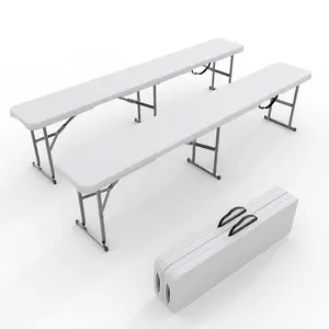 2pcs Folding Bench with Carrying Handle & Lock, 330Lbs Capacity Portable Outdoor Bench - Waterproof Picnic, Camping, Party & Sports Seating