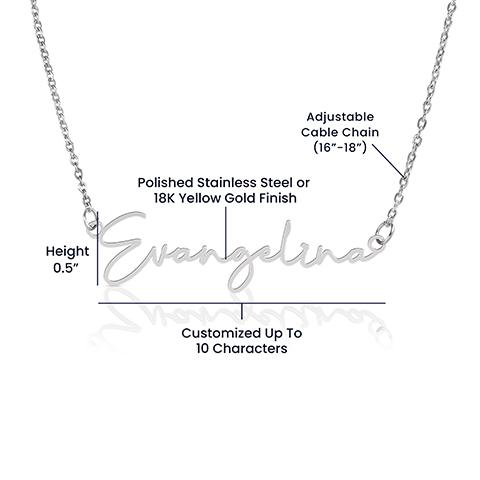 Signature Style Name Necklace - Personalized with Your Daughter's Name - Adjustable 16"-18" Chain - Polished Stainless Steel or 18K Gold Finish - Perfect Gift for Birthdays & Special Occasions - Made in USA