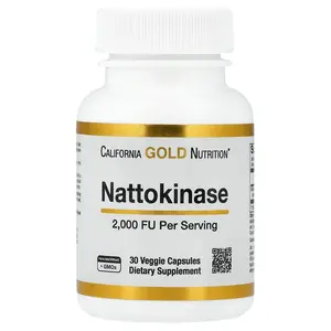 California Gold Nutrition Nattokinase, Proteolytic Enzyme, 2,000 FUs, 30 Veggie Capsules