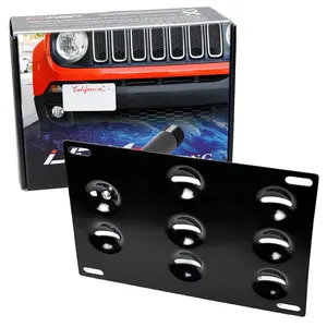 iJDMTOY No Drill Front Bumper Tow Hook License Plate Mounting Bracket Adapter Kit For Jeep 2015-up Renegade Latitude Sport Limited (Except Trailhawk)