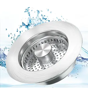 Durable 3-in-1 Stainless Steel Kitchen Sink Drain Strainer - Bathroom Sink Stopper, Anti-Clogging Food Catcher Basket for US Standard 3.5 in Drains
